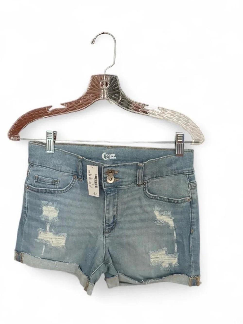 2pcs The Children's Place Blue Denim Rolled Hem Girls Shorts